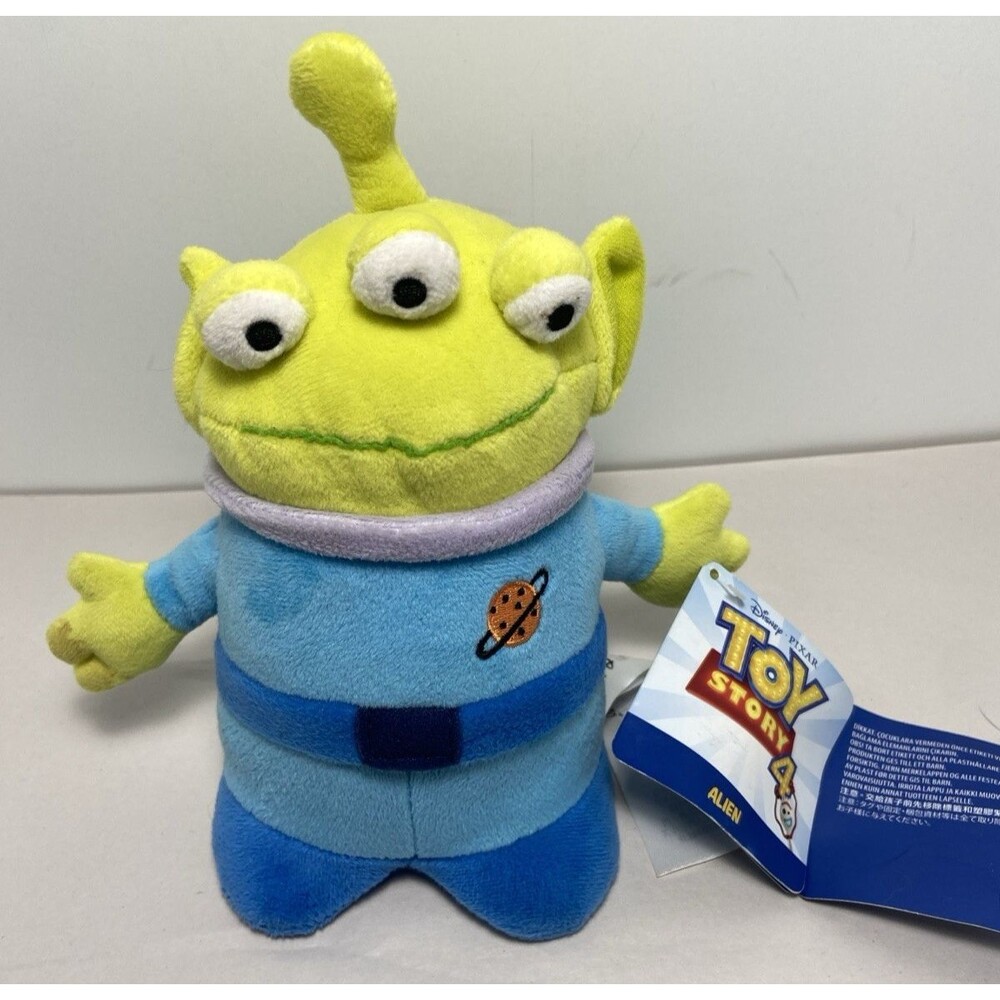 Disney Pixar Toy Story Green Alien Plush Toy Doll Small Blue Preowned Paper Tag